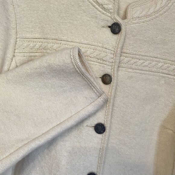 Giesswein Ladies M Cream Pure Wool Jacket Coat Timeless Classic Quiet Luxury - Picture 5 of 12